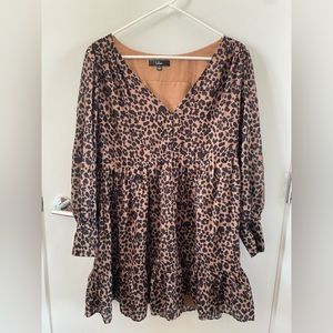 Flirty long sleeve animal print dress